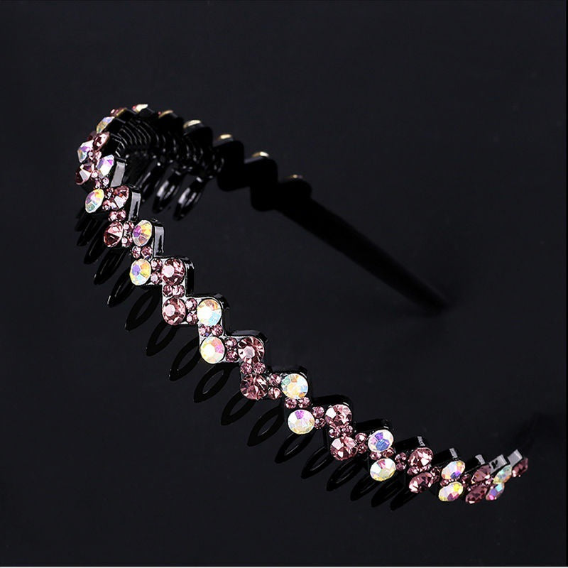 Wholesale Internet celebrity toothed non-slip headband hair band women's hairpin hair clip headdress women's all-match rhinestone hair pressing hair ring