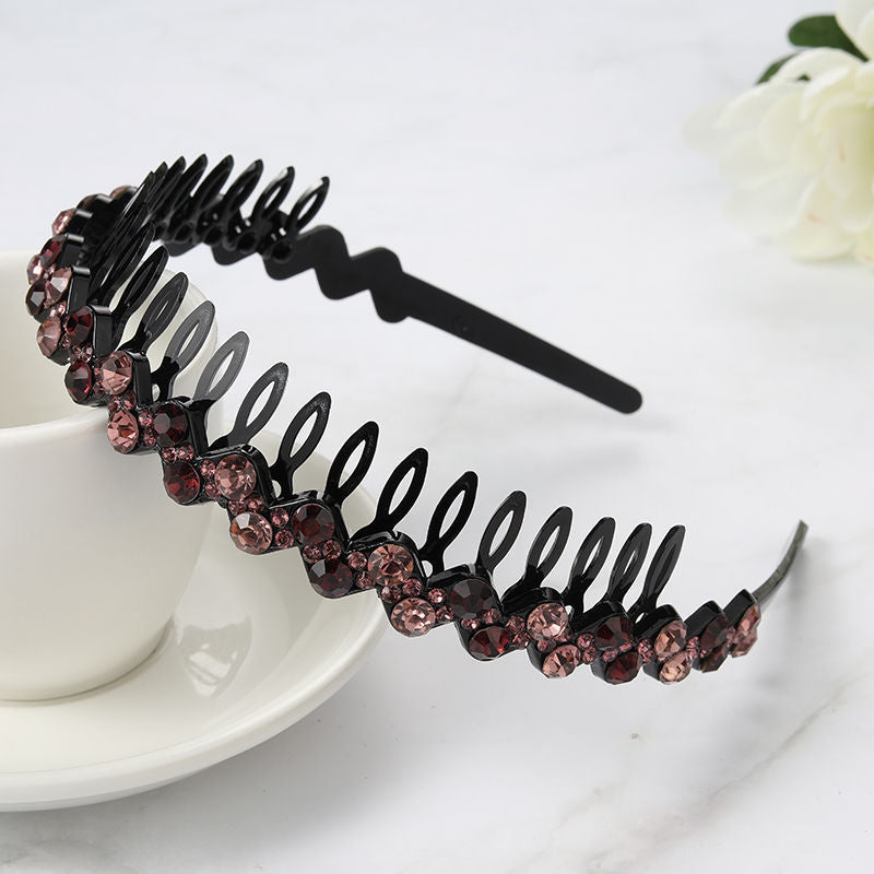 Wholesale Internet celebrity toothed non-slip headband hair band women's hairpin hair clip headdress women's all-match rhinestone hair pressing hair ring