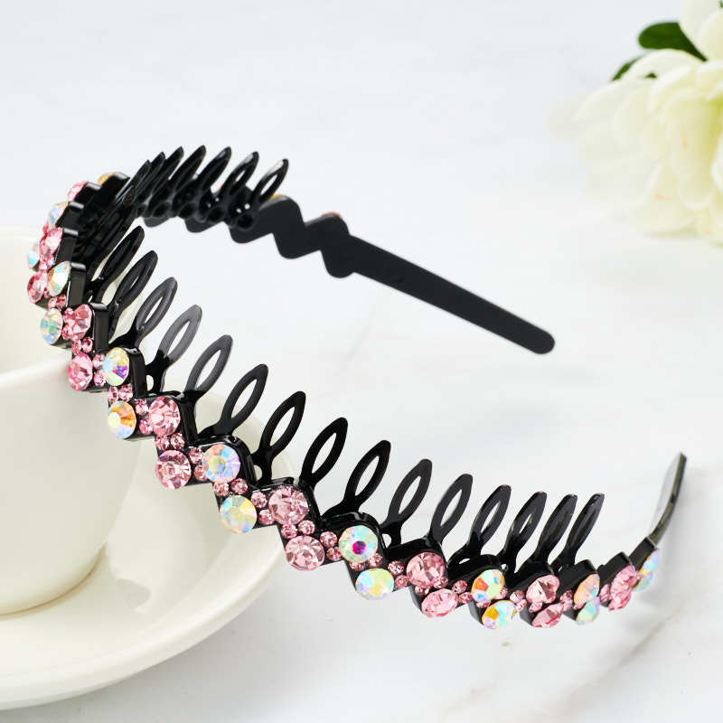 Wholesale Internet celebrity toothed non-slip headband hair band women's hairpin hair clip headdress women's all-match rhinestone hair pressing hair ring