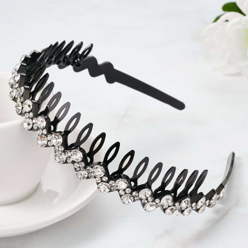 Wholesale Internet celebrity toothed non-slip headband hair band women's hairpin hair clip headdress women's all-match rhinestone hair pressing hair ring