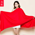 Big Red Scarf for Women in the Year of Birth in Winter Korean Style Long Pure Color Chinese Red Annual Meeting Scarf Shawl Red Logo