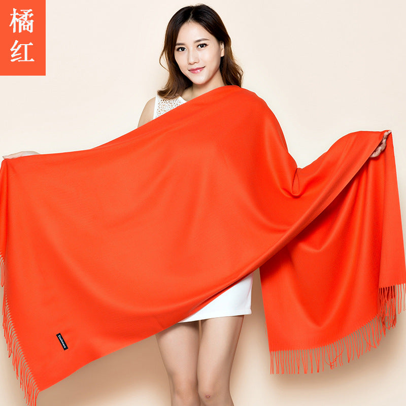 Big Red Scarf for Women in the Year of Birth in Winter Korean Style Long Pure Color Chinese Red Annual Meeting Scarf Shawl Red Logo