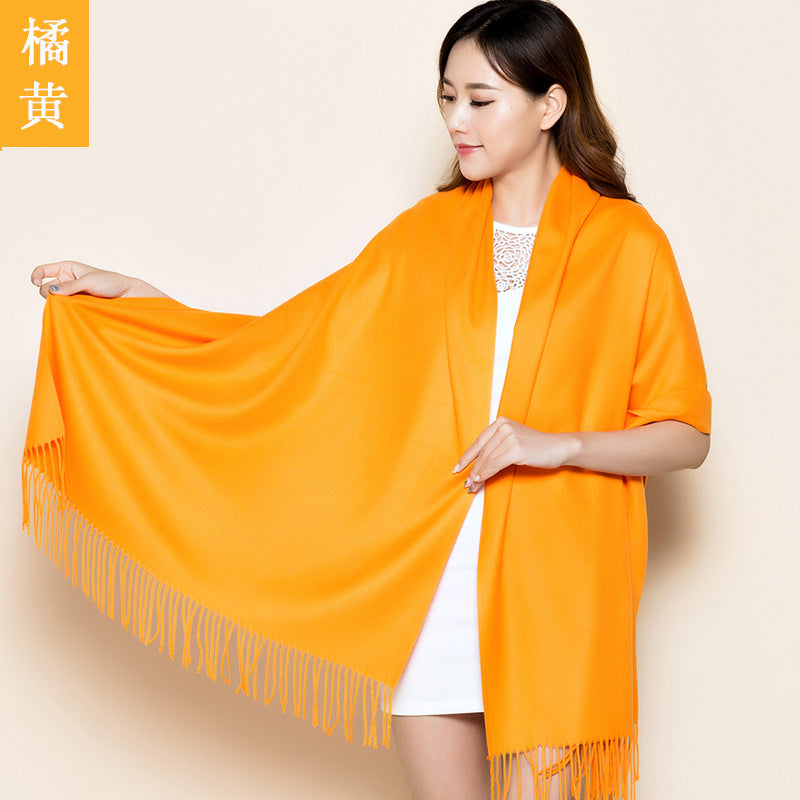 Big Red Scarf for Women in the Year of Birth in Winter Korean Style Long Pure Color Chinese Red Annual Meeting Scarf Shawl Red Logo