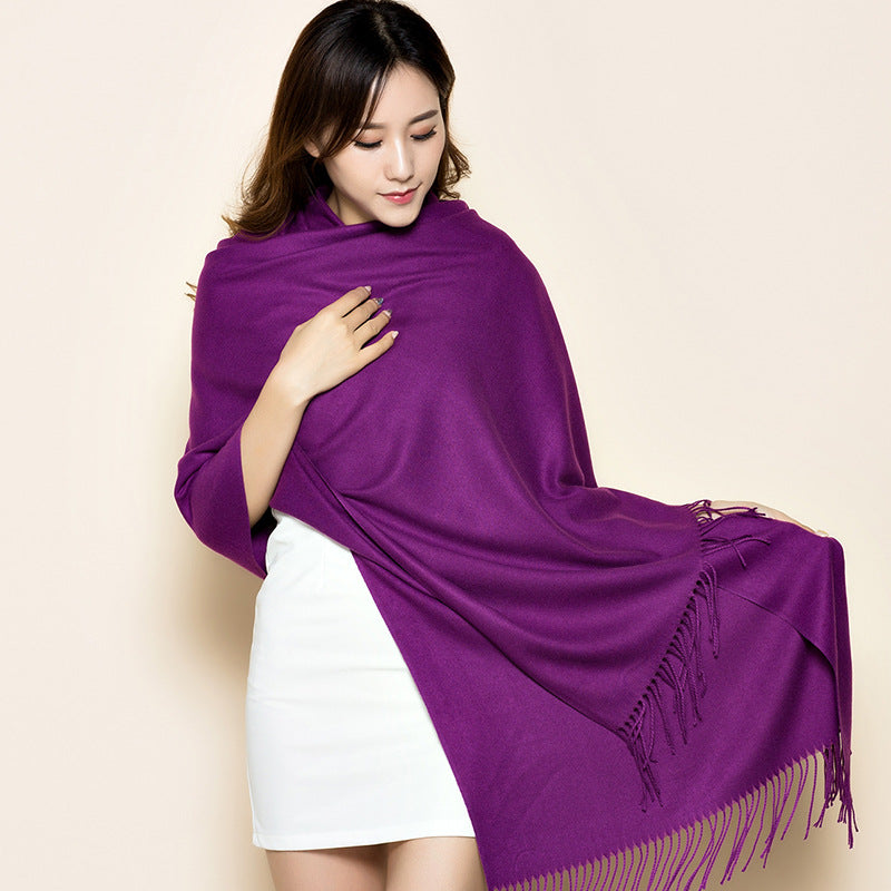 Big Red Scarf for Women in the Year of Birth in Winter Korean Style Long Pure Color Chinese Red Annual Meeting Scarf Shawl Red Logo