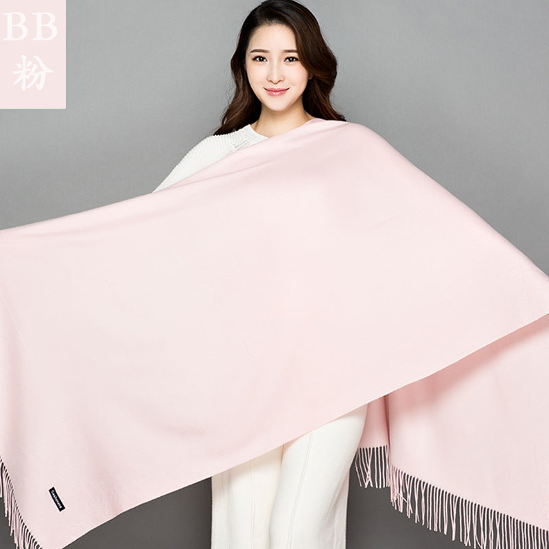 Big Red Scarf for Women in the Year of Birth in Winter Korean Style Long Pure Color Chinese Red Annual Meeting Scarf Shawl Red Logo