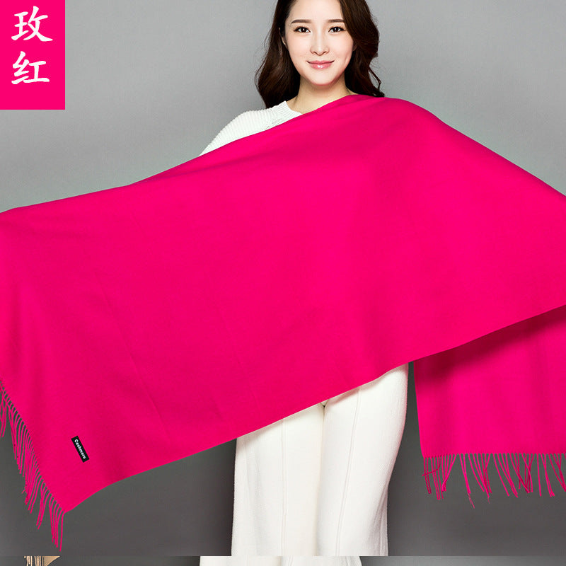 Big Red Scarf for Women in the Year of Birth in Winter Korean Style Long Pure Color Chinese Red Annual Meeting Scarf Shawl Red Logo