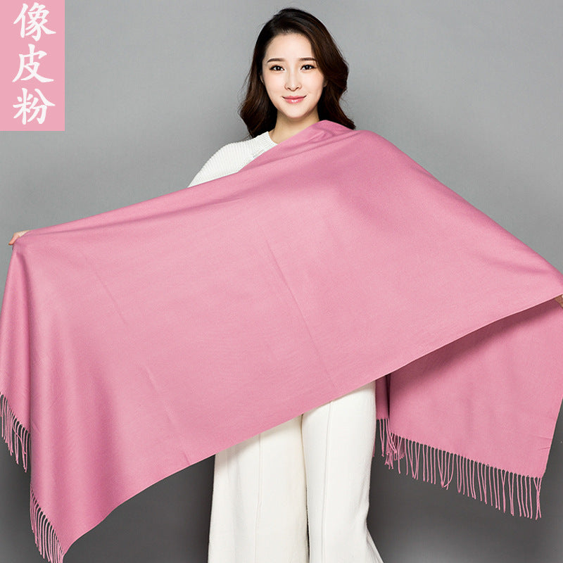 Big Red Scarf for Women in the Year of Birth in Winter Korean Style Long Pure Color Chinese Red Annual Meeting Scarf Shawl Red Logo