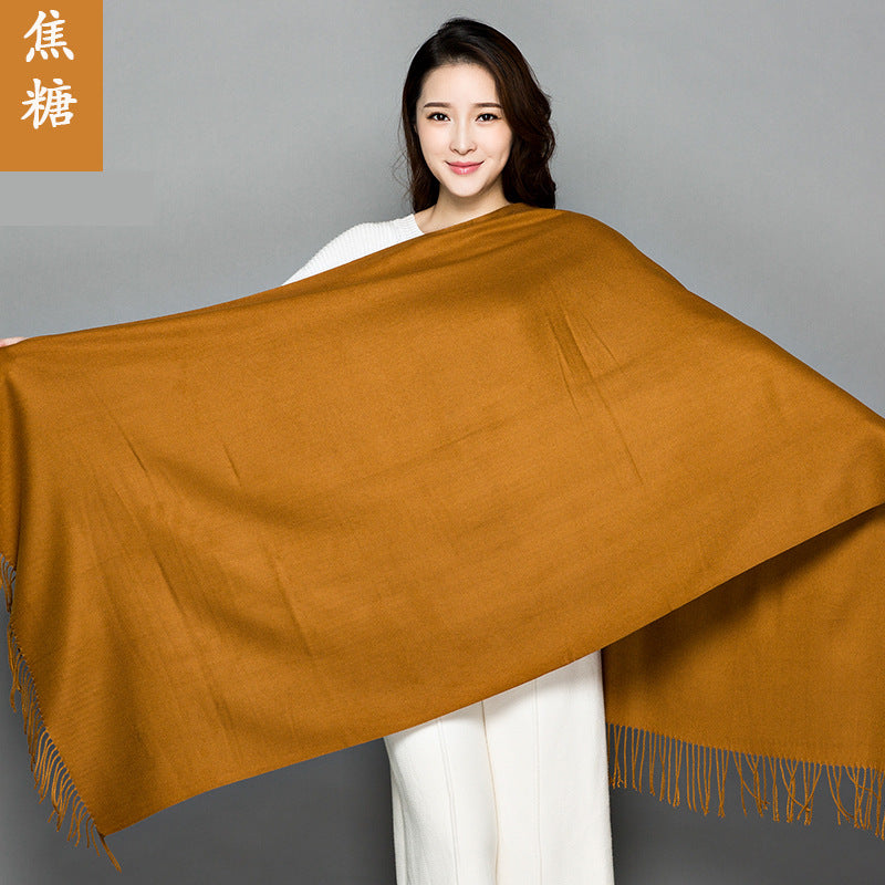 Big Red Scarf for Women in the Year of Birth in Winter Korean Style Long Pure Color Chinese Red Annual Meeting Scarf Shawl Red Logo