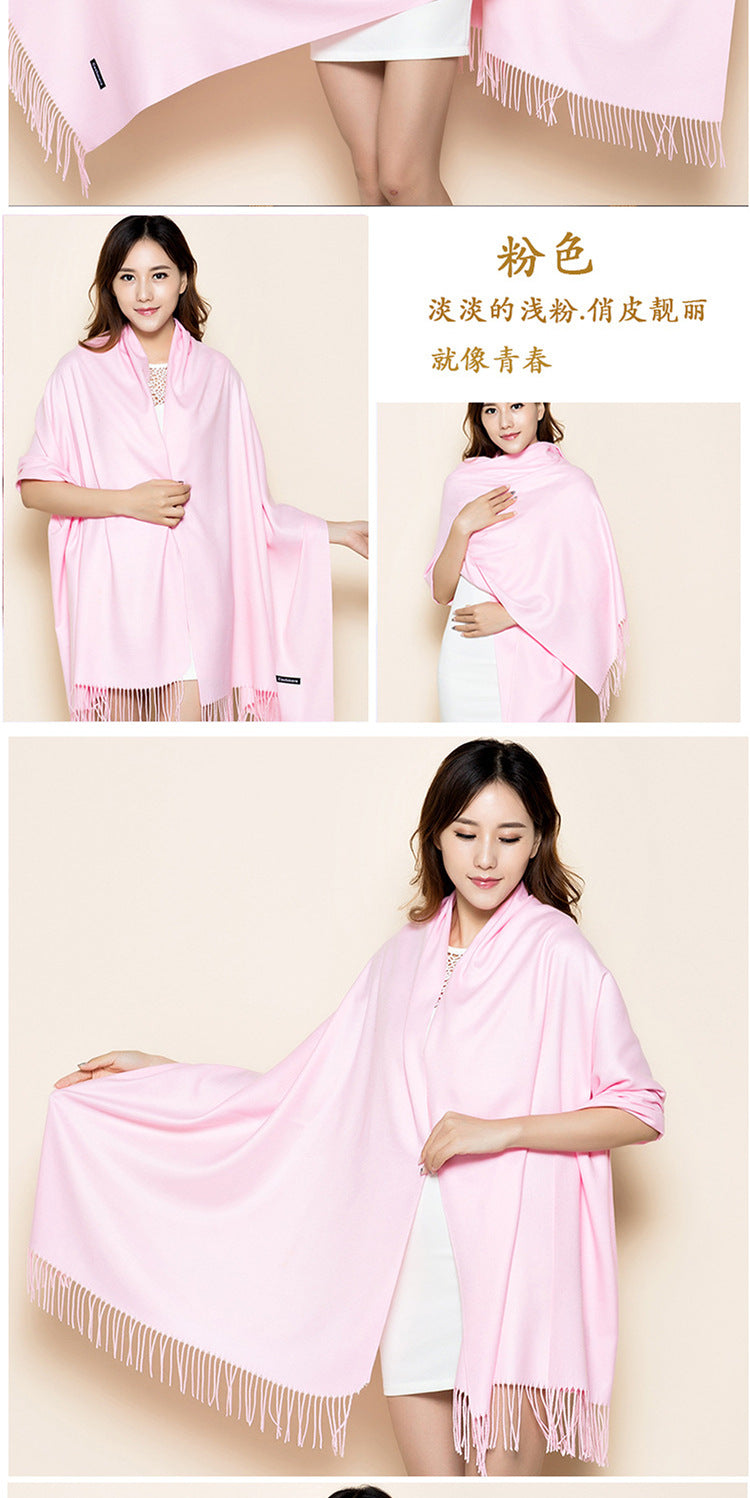 Big Red Scarf for Women in the Year of Birth in Winter Korean Style Long Pure Color Chinese Red Annual Meeting Scarf Shawl Red Logo