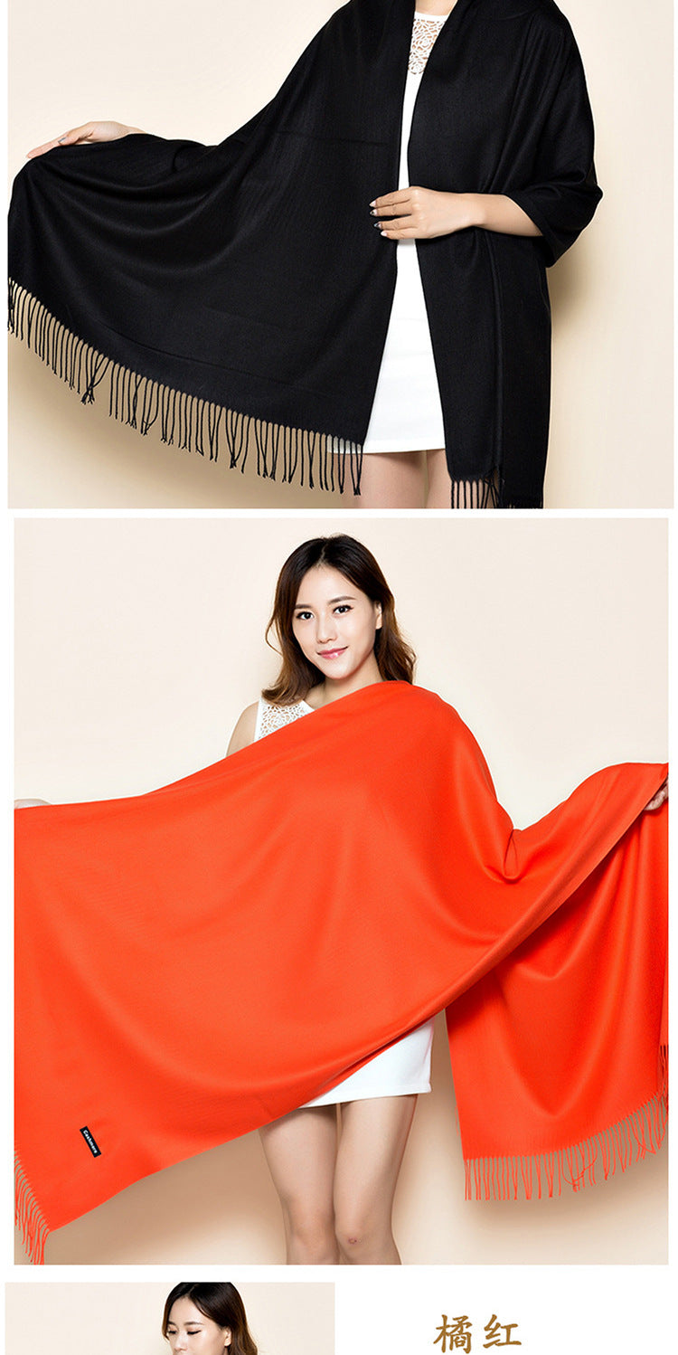 Big Red Scarf for Women in the Year of Birth in Winter Korean Style Long Pure Color Chinese Red Annual Meeting Scarf Shawl Red Logo