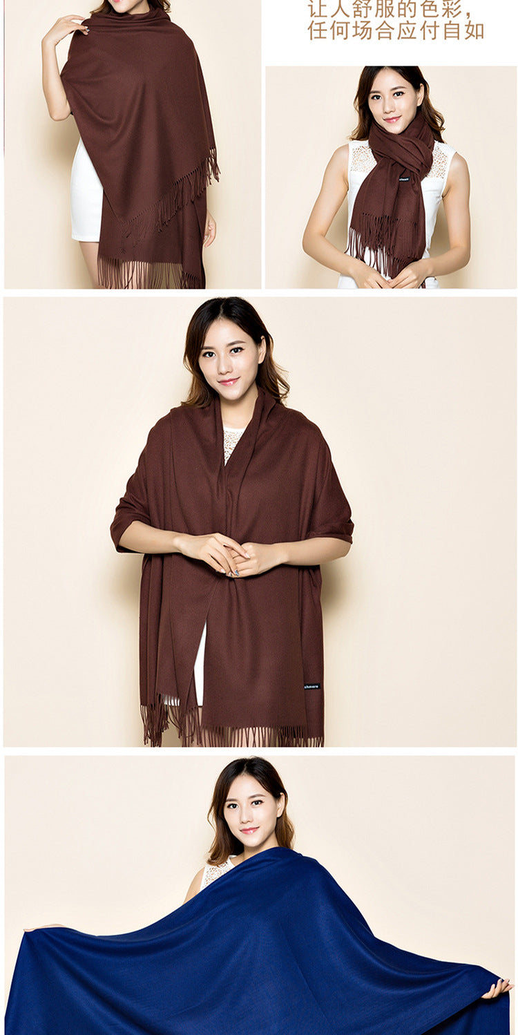 Big Red Scarf for Women in the Year of Birth in Winter Korean Style Long Pure Color Chinese Red Annual Meeting Scarf Shawl Red Logo