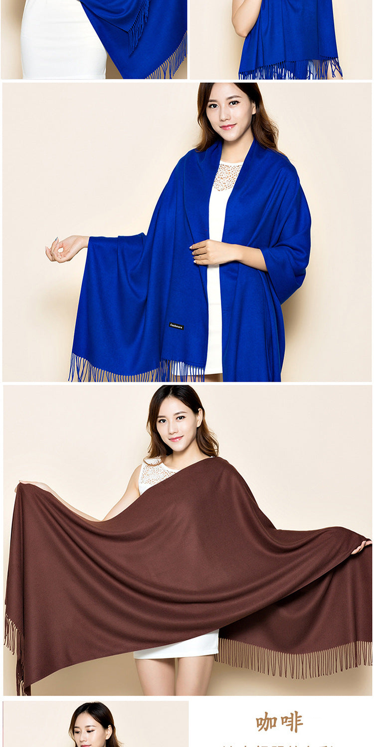 Big Red Scarf for Women in the Year of Birth in Winter Korean Style Long Pure Color Chinese Red Annual Meeting Scarf Shawl Red Logo