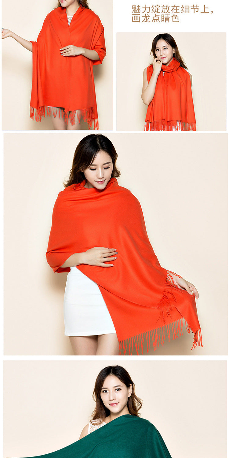 Big Red Scarf for Women in the Year of Birth in Winter Korean Style Long Pure Color Chinese Red Annual Meeting Scarf Shawl Red Logo
