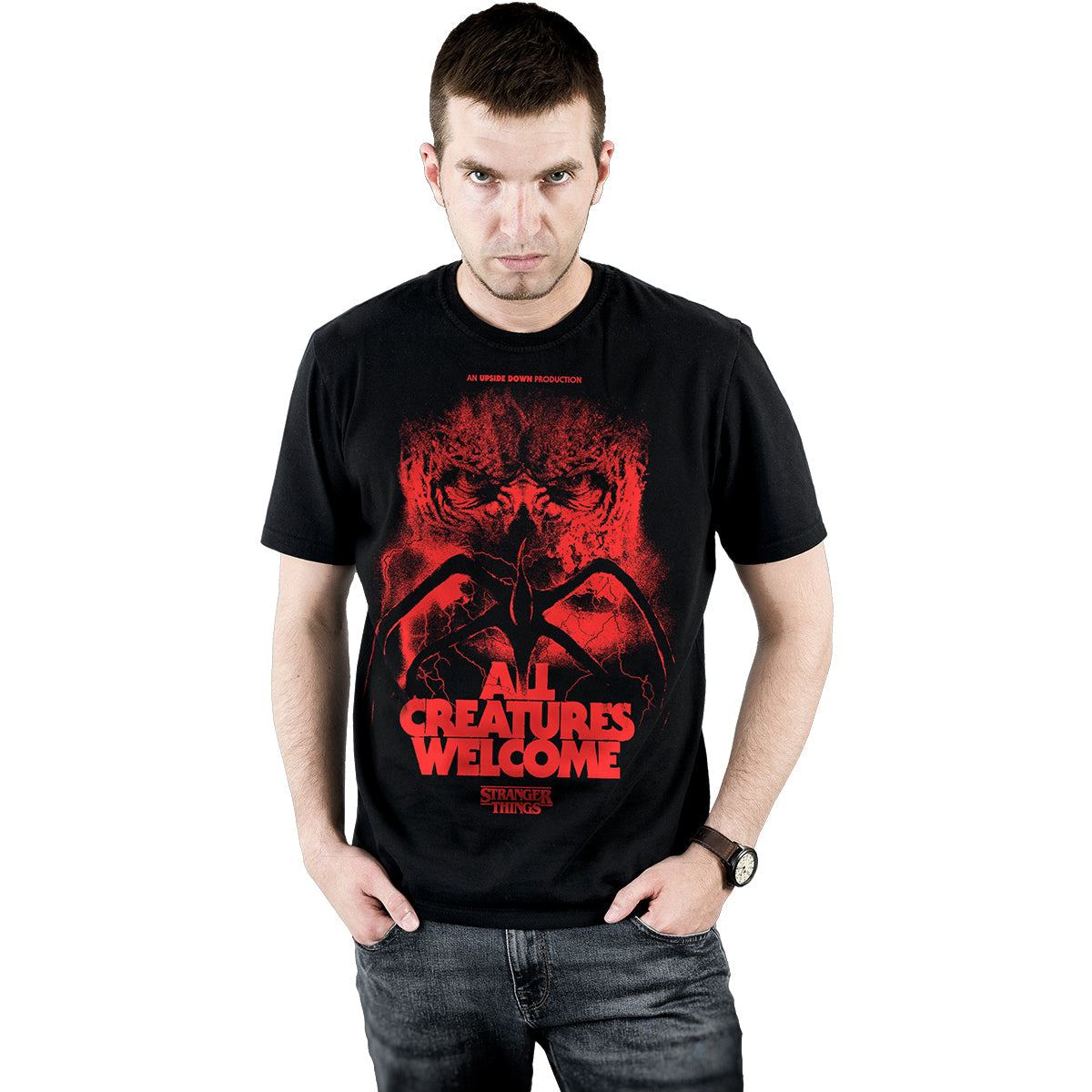 ALL CREATURES WELCOME - Front Print T-Shirt Black