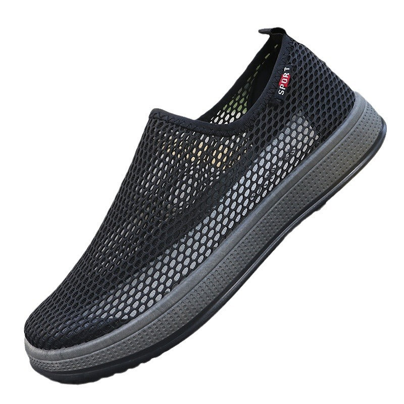 Summer Mesh Shoes Men's Cross-border Mesh Old Beijing Cloth Shoes Men's Breathable Dad Casual Breathable Middle-aged and Elderly Car Shoes