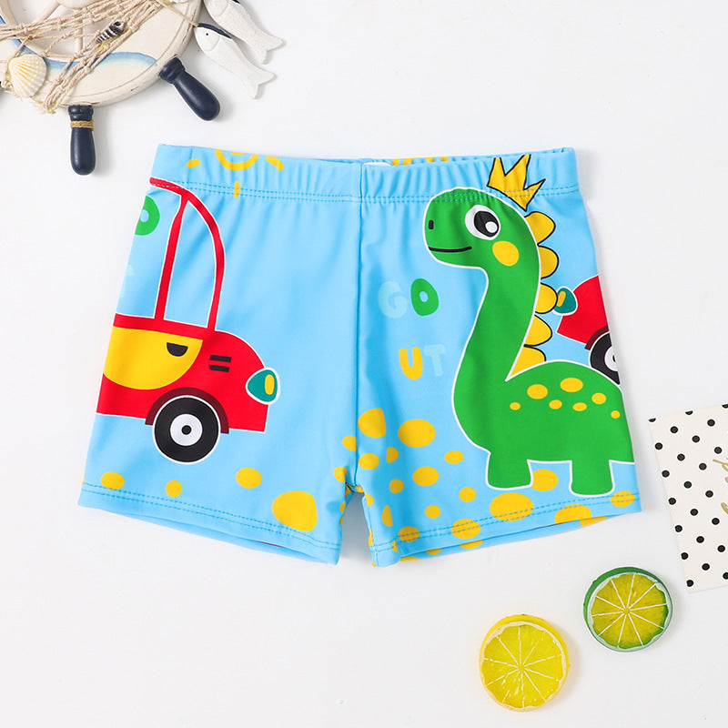 Children's Swim Trunks Boys Swimsuit Small, Medium and Large Children's Cartoon Printed Baby's Flat-Corner Swim Trunks Quick-drying Cross-border New