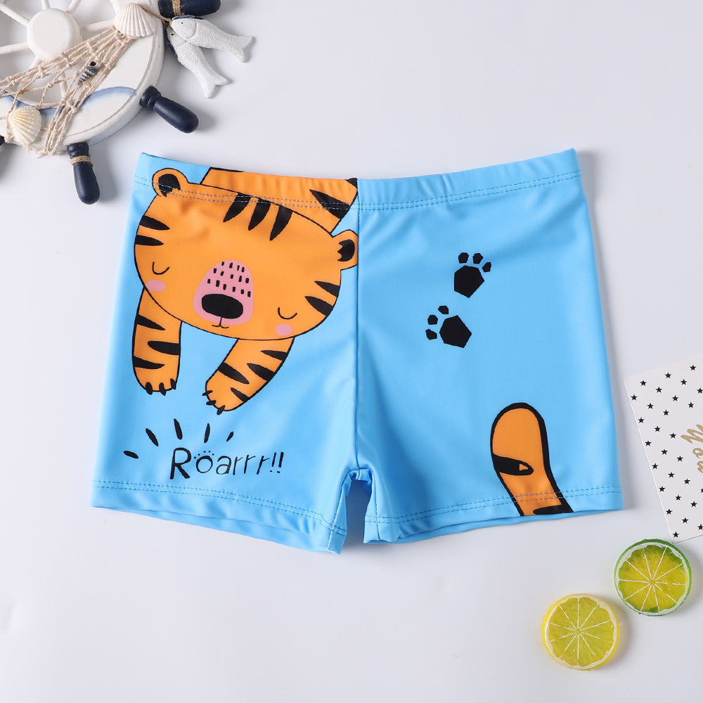 Children's Swim Trunks Boys Swimsuit Small, Medium and Large Children's Cartoon Printed Baby's Flat-Corner Swim Trunks Quick-drying Cross-border New