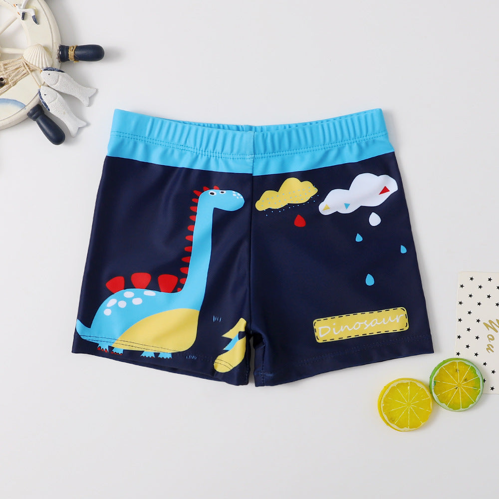 Children's Swim Trunks Boys Swimsuit Small, Medium and Large Children's Cartoon Printed Baby's Flat-Corner Swim Trunks Quick-drying Cross-border New