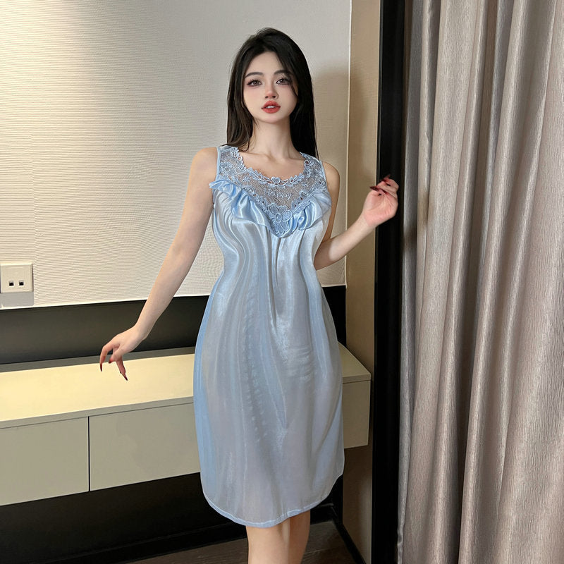 New plus size Pure Desire Nightdress Temptation Small Chest Big Sexy Nightdress Sexy Lace Low-cut suit 4002