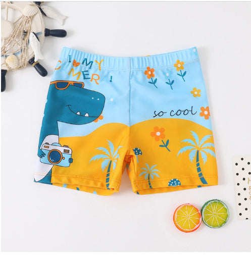 Children's Swim Trunks Boys Swimsuit Small, Medium and Large Children's Cartoon Printed Baby's Flat-Corner Swim Trunks Quick-drying Cross-border New