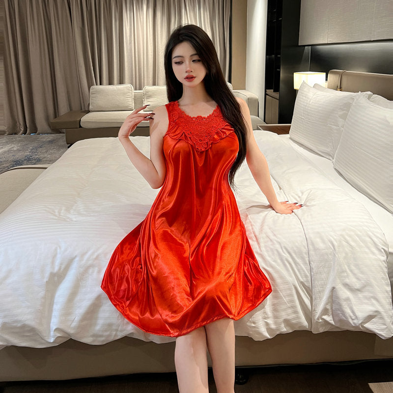 New plus size Pure Desire Nightdress Temptation Small Chest Big Sexy Nightdress Sexy Lace Low-cut suit 4002