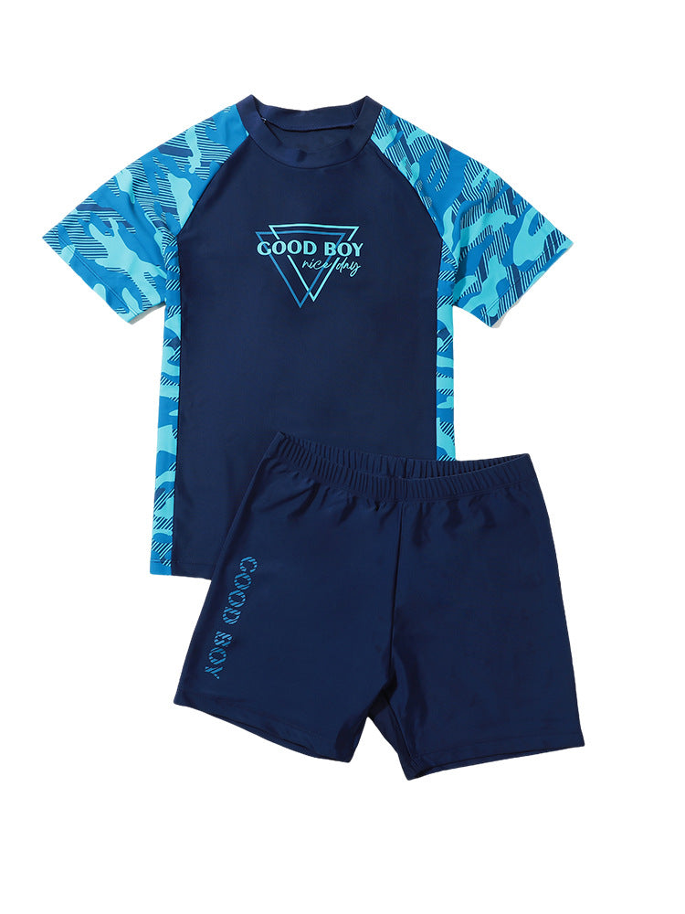 Children's Swimwear Boys' Big Children Split 2025 New Fat Children's Big Children's Hot Spring Swimming Trunks Youth Swimming suit