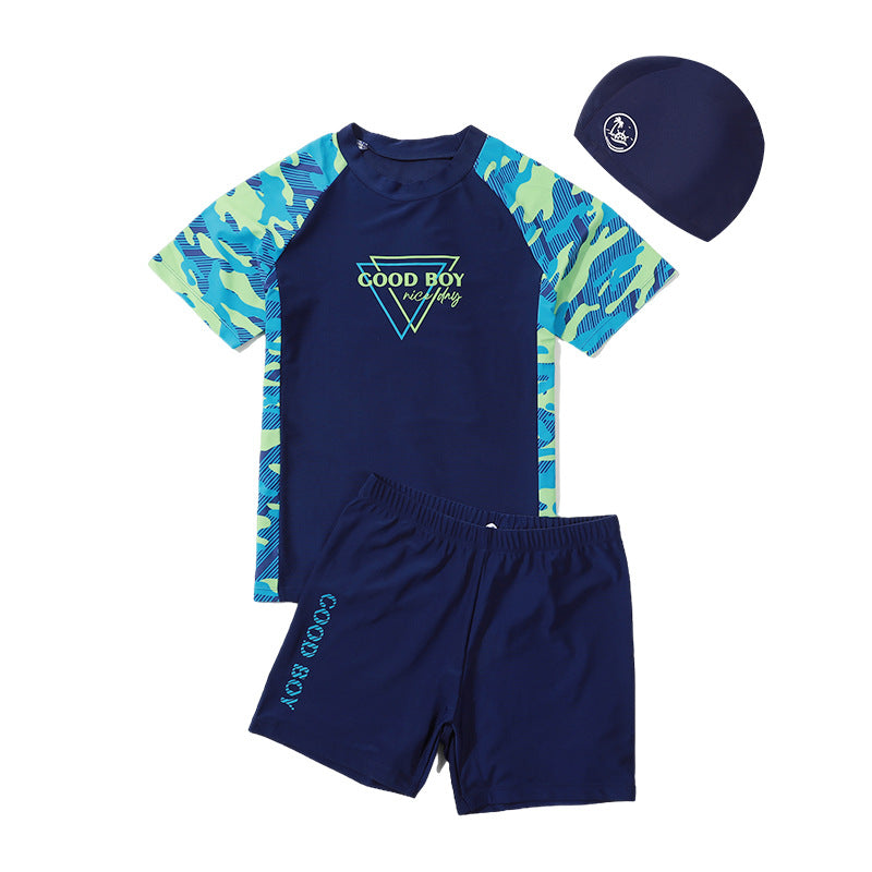 Children's Swimwear Boys' Big Children Split 2025 New Fat Children's Big Children's Hot Spring Swimming Trunks Youth Swimming suit