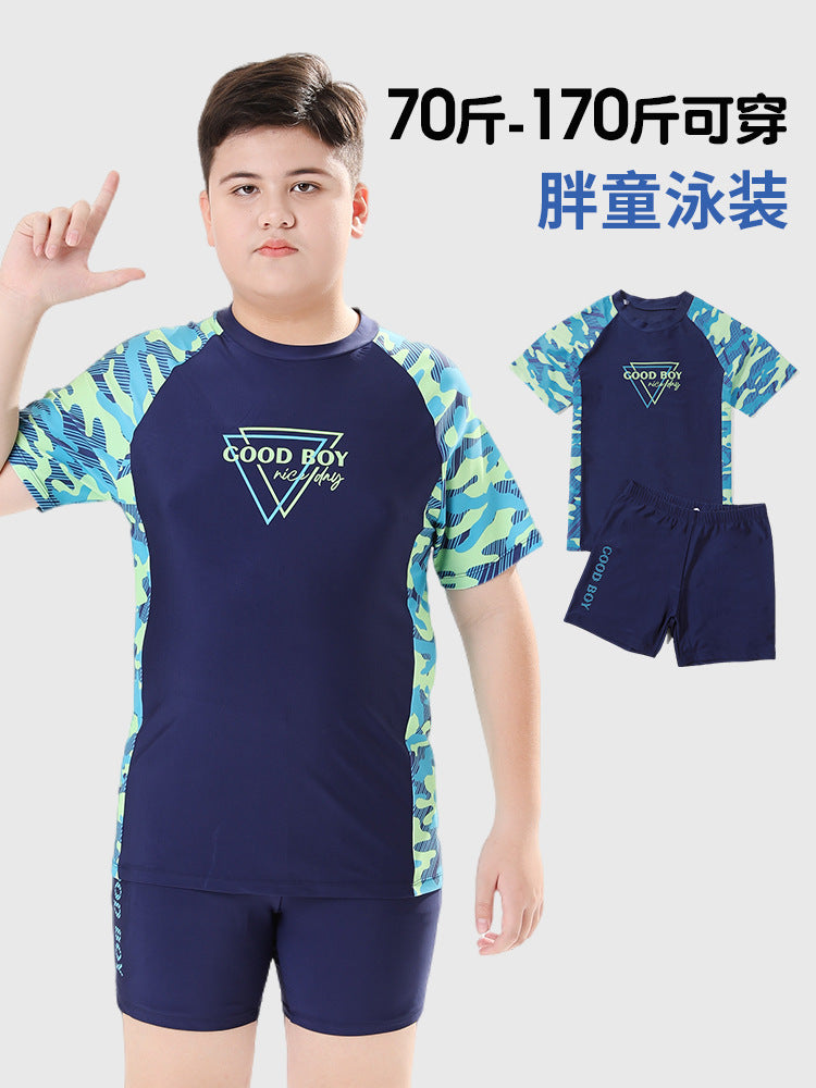 Children's Swimwear Boys' Big Children Split 2025 New Fat Children's Big Children's Hot Spring Swimming Trunks Youth Swimming suit