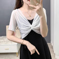 Summer Lace Mesh Small Shawl Sun Protection Clothing Women's Sling Skirt Short-sleeved Jacket Thin Ice Silk Small Waistcoat Cardigan