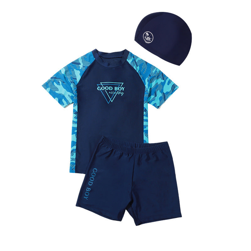 Children's Swimwear Boys' Big Children Split 2025 New Fat Children's Big Children's Hot Spring Swimming Trunks Youth Swimming suit