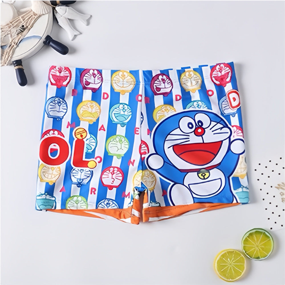 Children's Swim Trunks Boys Swimsuit Small, Medium and Large Children's Cartoon Printed Baby's Flat-Corner Swim Trunks Quick-drying Cross-border New