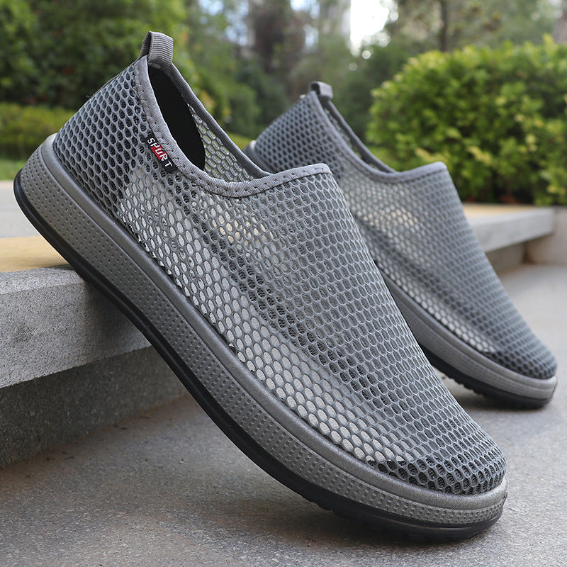 Summer Mesh Shoes Men's Cross-border Mesh Old Beijing Cloth Shoes Men's Breathable Dad Casual Breathable Middle-aged and Elderly Car Shoes
