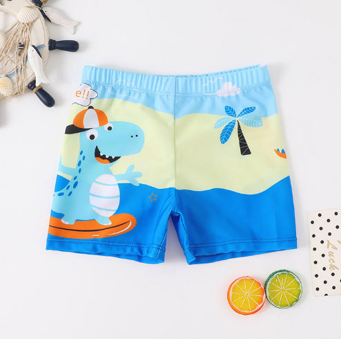Children's Swim Trunks Boys Swimsuit Small, Medium and Large Children's Cartoon Printed Baby's Flat-Corner Swim Trunks Quick-drying Cross-border New