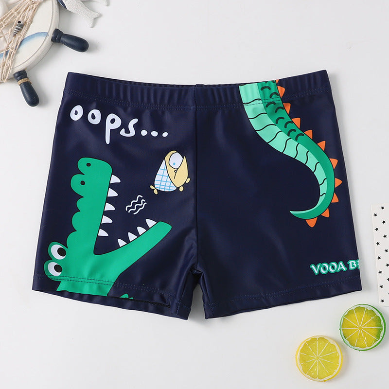 Children's Swim Trunks Boys Swimsuit Small, Medium and Large Children's Cartoon Printed Baby's Flat-Corner Swim Trunks Quick-drying Cross-border New