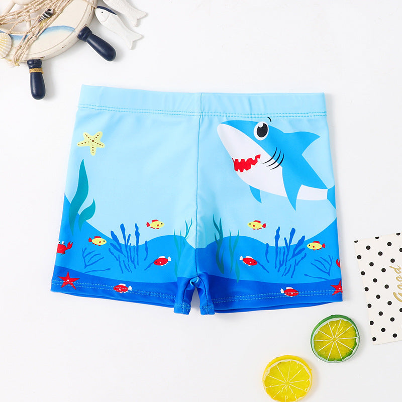 Children's Swim Trunks Boys Swimsuit Small, Medium and Large Children's Cartoon Printed Baby's Flat-Corner Swim Trunks Quick-drying Cross-border New