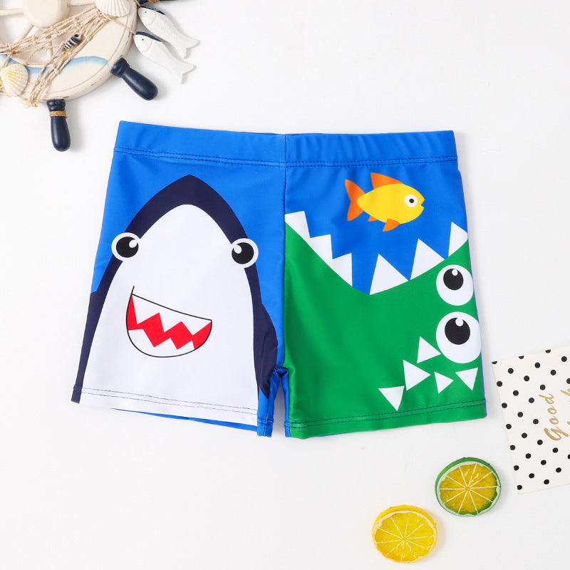 Children's Swim Trunks Boys Swimsuit Small, Medium and Large Children's Cartoon Printed Baby's Flat-Corner Swim Trunks Quick-drying Cross-border New