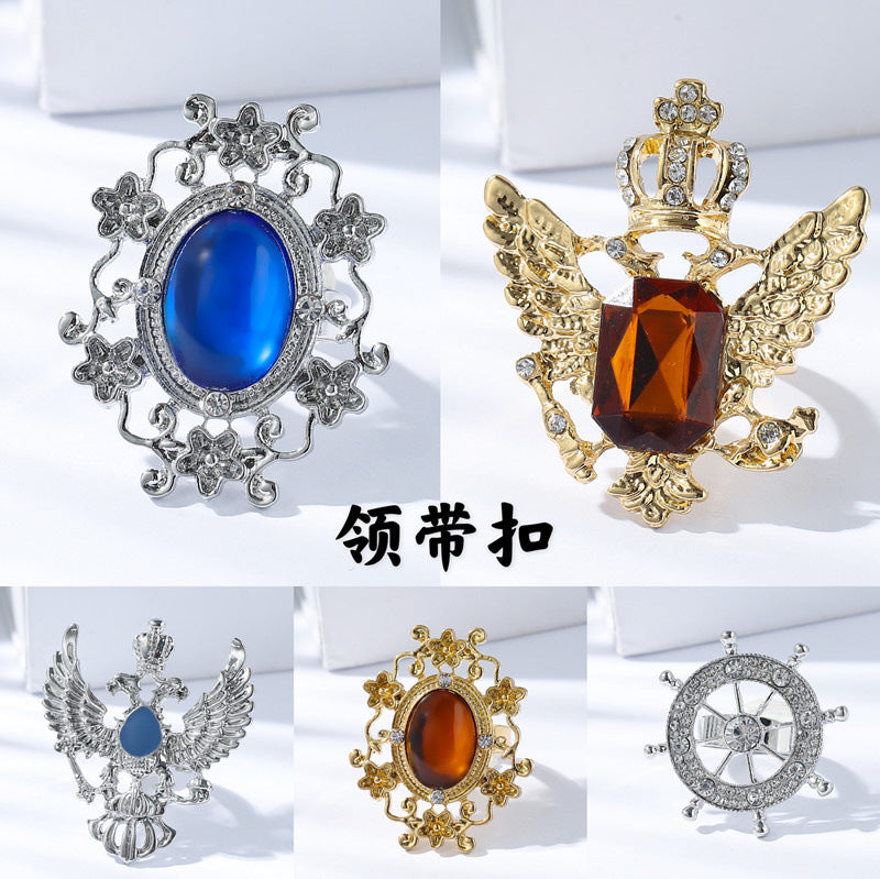 Tie Buckle Cross-Border Hot-Selling Formal Accessories Personalized Trendy Men's Rudder Eagle Chinese Style Flowery Gold Men's Tie