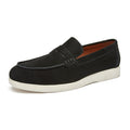 British Style Anti-Velvet Genuine Leather Frosted Loafers Men's Lazy Bean Shoes Slip-on Foil Casual Men's Shoes