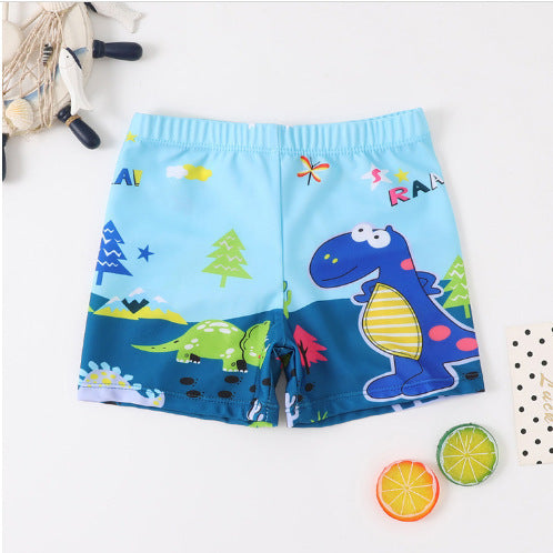 Children's Swim Trunks Boys Swimsuit Small, Medium and Large Children's Cartoon Printed Baby's Flat-Corner Swim Trunks Quick-drying Cross-border New