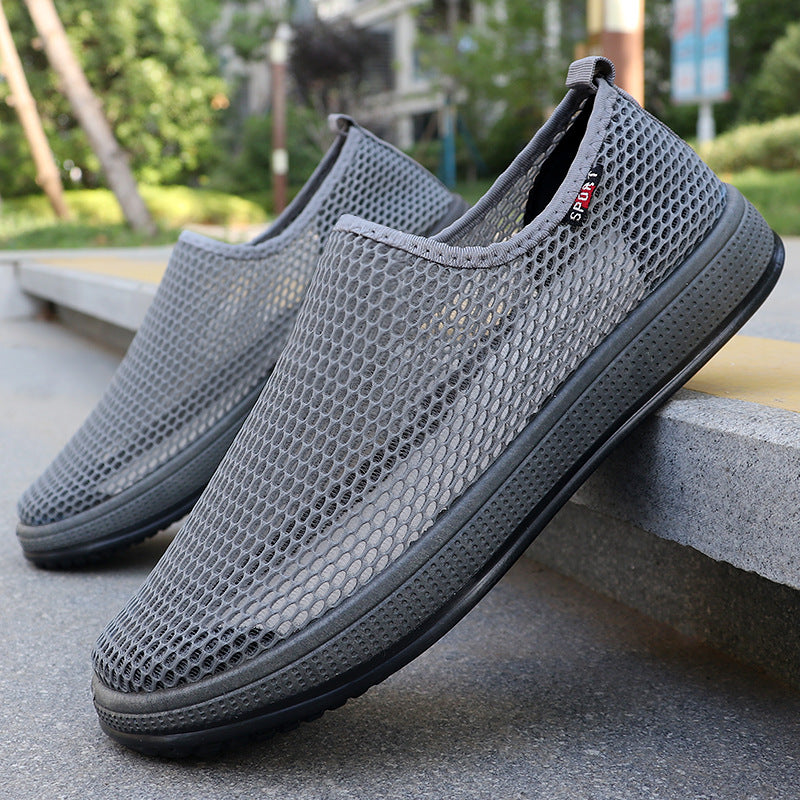 Summer Mesh Shoes Men's Cross-border Mesh Old Beijing Cloth Shoes Men's Breathable Dad Casual Breathable Middle-aged and Elderly Car Shoes