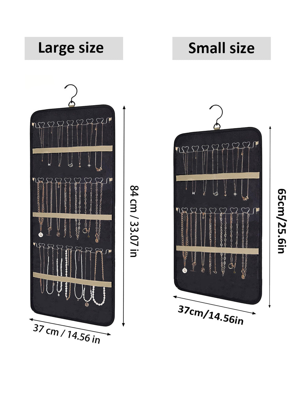 Hanging Jewelry Storage Bag Double-Sided Foldableable with Metal Hook Pvc Anti-Oxidation Suitable for Earrings, Necklaces and Rings
