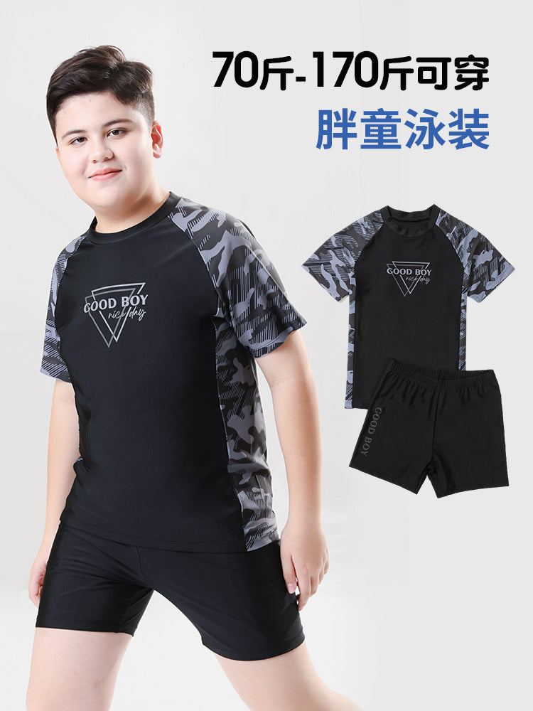 Children's Swimwear Boys' Big Children Split 2025 New Fat Children's Big Children's Hot Spring Swimming Trunks Youth Swimming suit