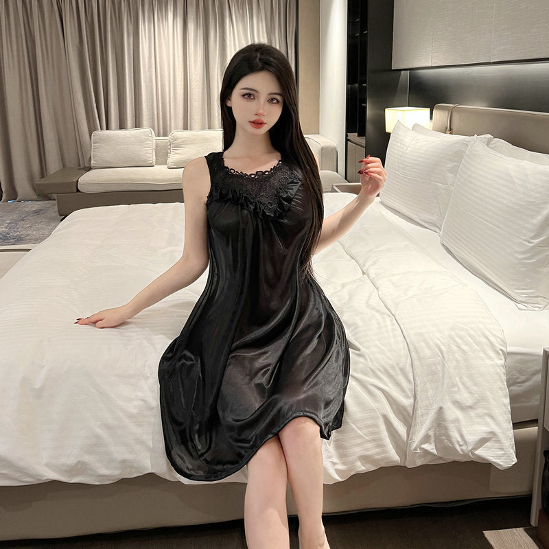 New plus size Pure Desire Nightdress Temptation Small Chest Big Sexy Nightdress Sexy Lace Low-cut suit 4002