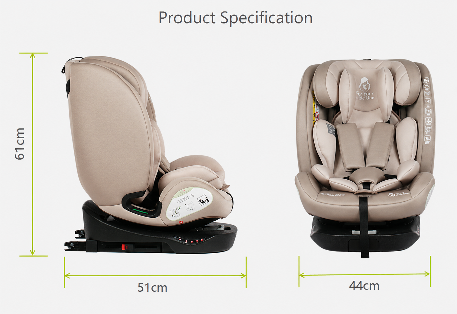 For Your Little One AllStage 360 0/1/2/3 ISOFIX I-Size Car Seat - Slate Mist (Birth-12 Years)