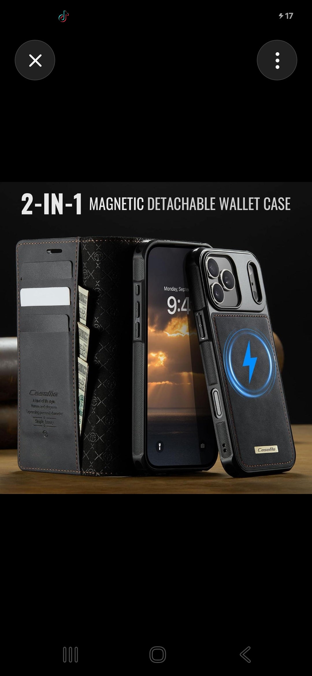 Magnetic wallet. Phone case