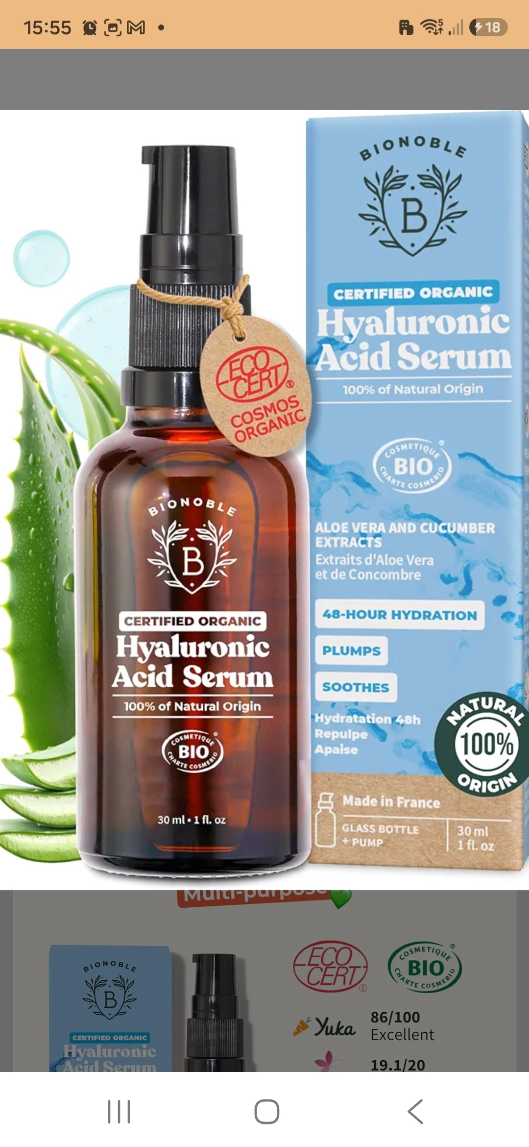 Organic skincare serum