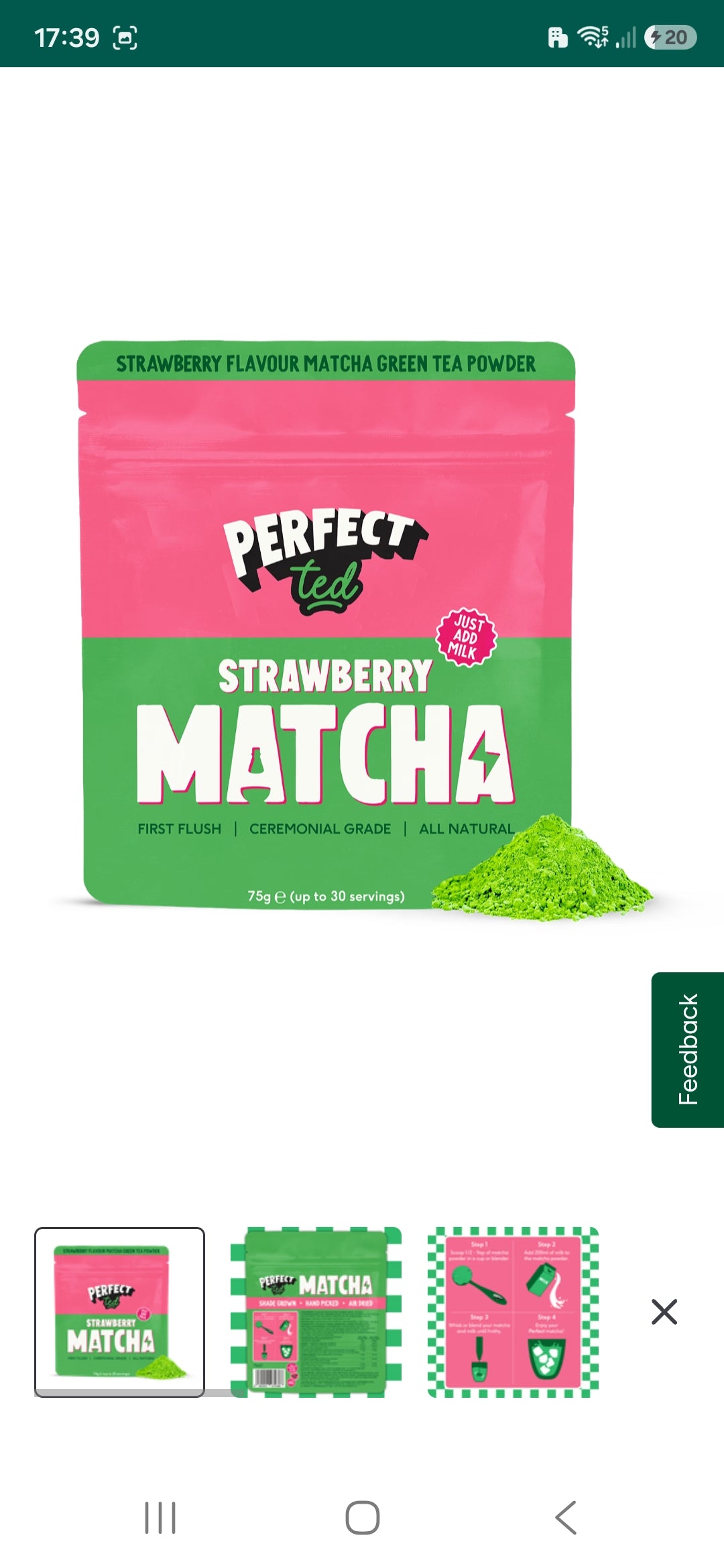 Strawberry matcha powders