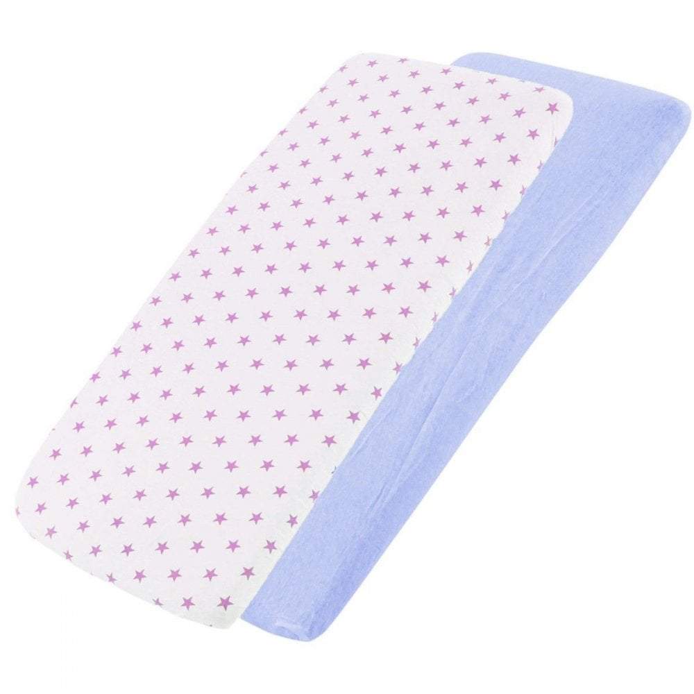 Crib Jersey Fitted Sheets 100% Cotton 40x90cm - Pack Of 2 - Fits All Models