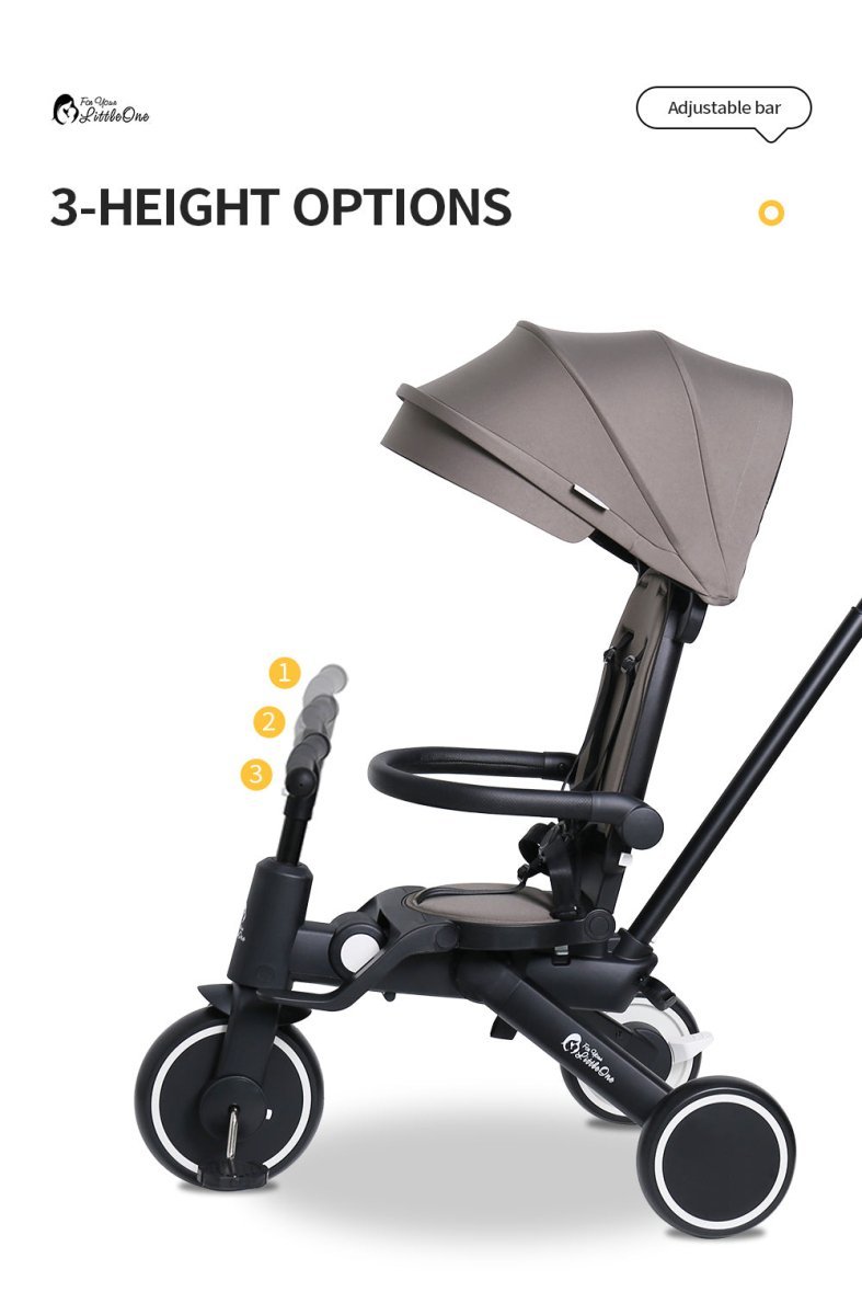 Foryourlittleone Xplor Ultimate 6 in 1 Foldable Trike - Grey Olive (10m-4y)